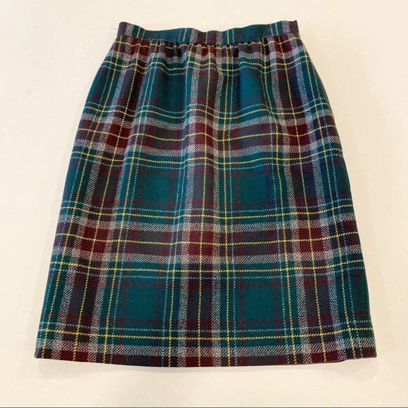 Vintage Couture Givenchy Green Plaid Pencil Skirt 40 - Picture 1 of 6